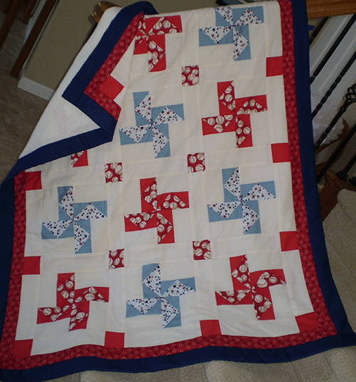 pinwheel quilt, charity quilt, quanket