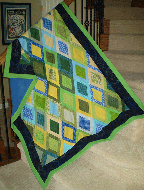 bordered diamonds quilt, charity quilt, quanket